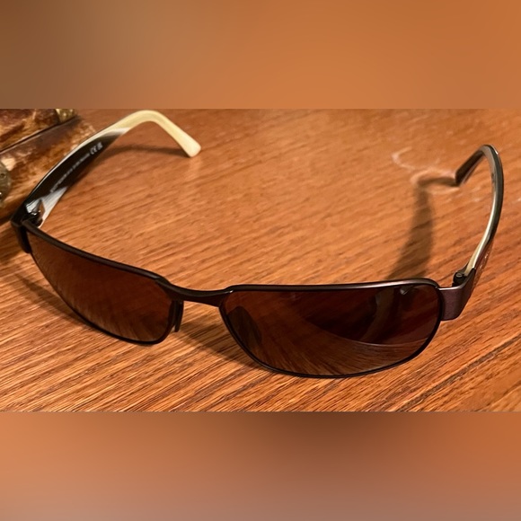 Maui Jim Black Coral Polarized Rectangle Sunglasses in Bronze - Picture 6 of 9